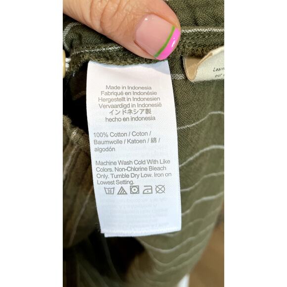 Madewell Lightspun Stripe Button Up Shirt | Coastal Boho Summer Top (M) - Picture 7 of 10